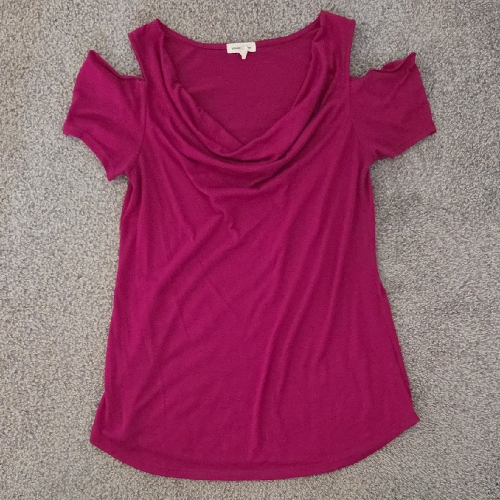 Women's Pink Cold Shoulder Top By Silence + Noise - Picture 5 of 6